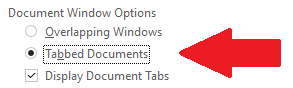 Access, Options, Tabbed Documents